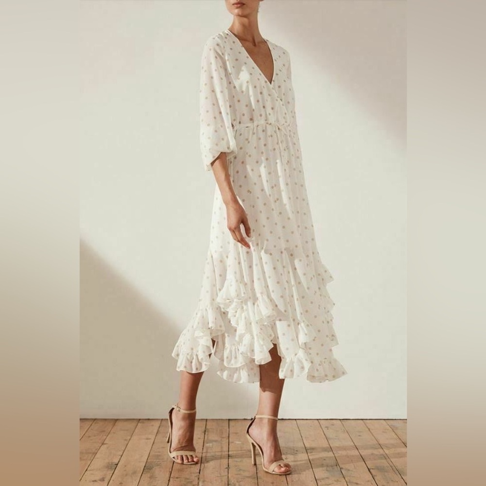 Shona Joy SOPHIA GODET DRAWSTRING MIDI DRESS